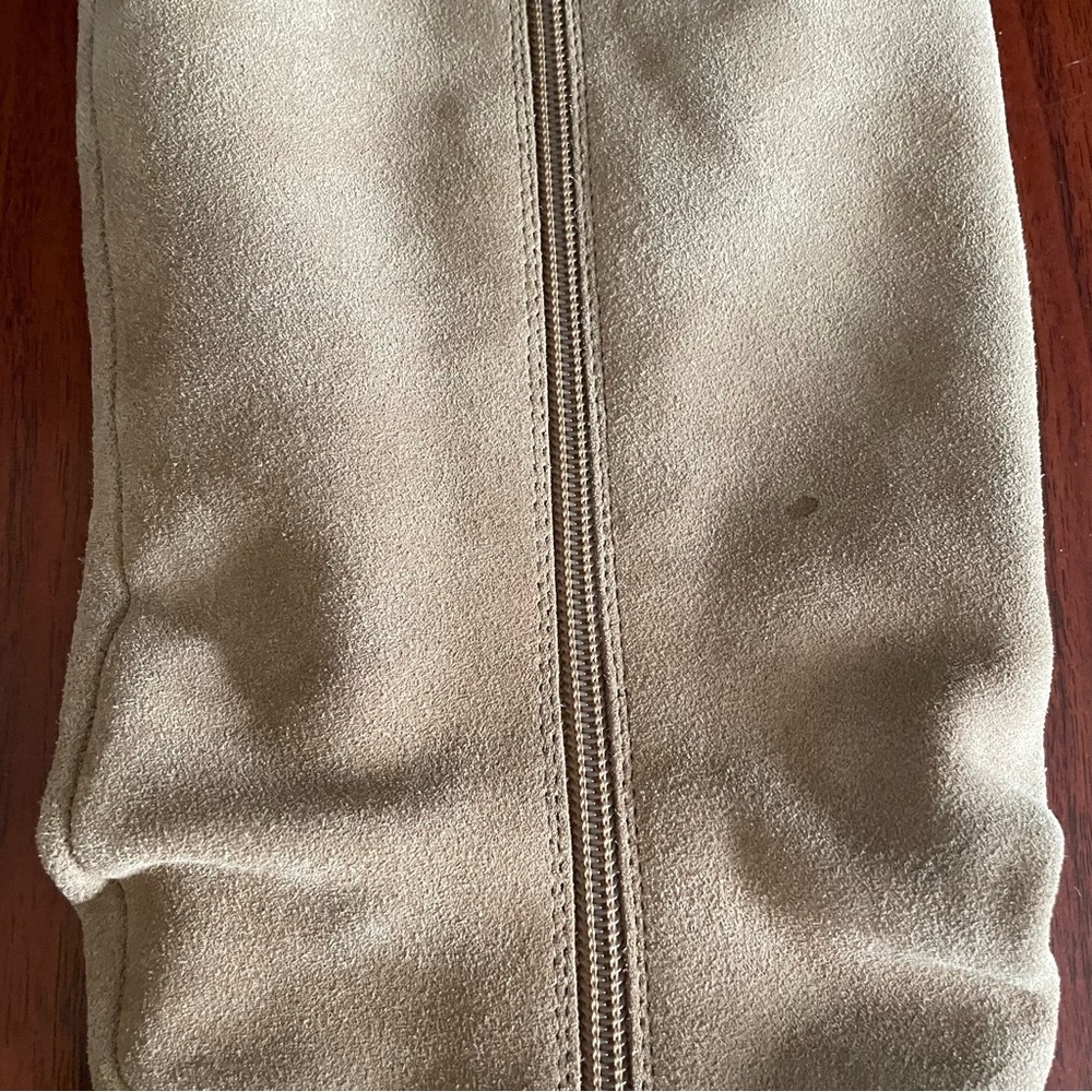 Levity Ursula Beige Suede Leather Scrunch Slouch knee High Block Heel Boots Sz 7 - Picture 7 of 10